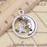 10pcs Charms Circle Moon Star 29x25mm Tibetan Bronze Silver Color Pendants Antique Jewelry Making DIY Handmade Craft Pendant