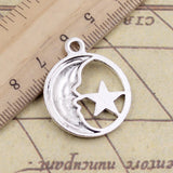 10pcs Charms Circle Moon Star 29x25mm Tibetan Bronze Silver Color Pendants Antique Jewelry Making DIY Handmade Craft Pendant