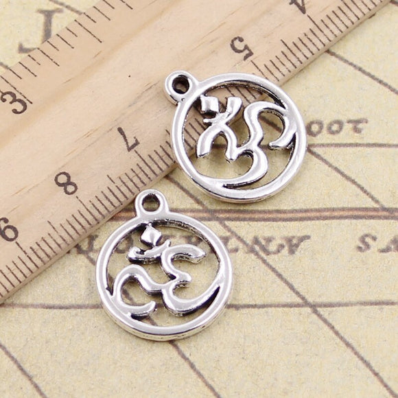 10pcs Charms Circle Yoga Om 18x20mm Tibetan Silver Color Pendants Antique Jewelry Making DIY Handmade Craft