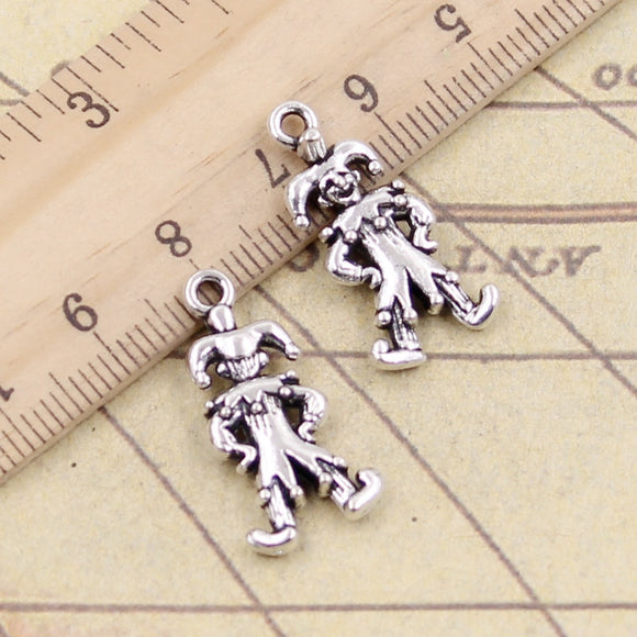 10pcs Charms Clown Joker Jester 25x12mm Tibetan Bronze Silver Color Pendants Antique Jewelry Making DIY Handmade Craft EF4633
