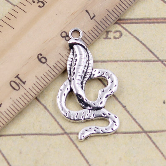 10pcs Charms Cobra Snake 35x19mm Tibetan Silver Color Pendants Antique Jewelry Making DIY Handmade Craft