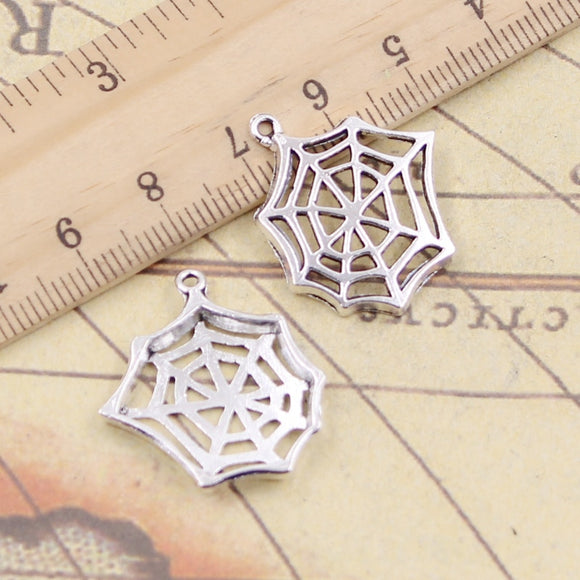 10pcs Charms Cobweb Spider Halloween 25x23mm Tibetan Bronze Silver Color Pendants Antique Jewelry Making DIY Handmade Craft EF4270