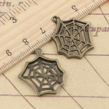 10pcs Charms Cobweb Spider Halloween 25x23mm Tibetan Bronze Silver Color Pendants Antique Jewelry Making DIY Handmade Craft EF4270