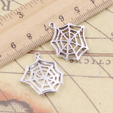 10pcs Charms Cobweb Spider Halloween 25x23mm Tibetan Bronze Silver Color Pendants Antique Jewelry Making DIY Handmade Craft EF4270