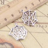 10pcs Charms Cobweb Spider Halloween 25x23mm Tibetan Bronze Silver Color Pendants Antique Jewelry Making DIY Handmade Craft EF4270