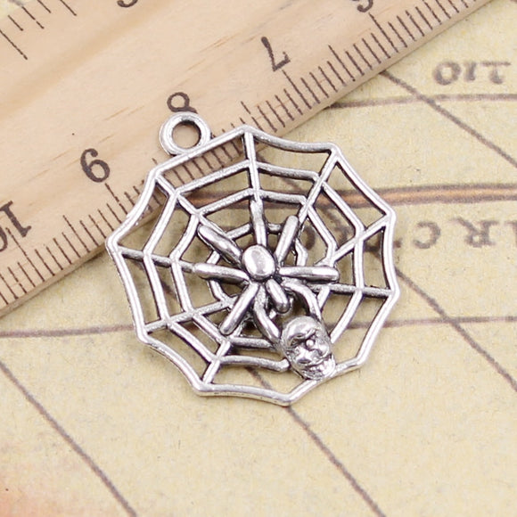 10pcs Charms Cobweb Spider Halloween 29x27mm Tibetan Silver Color Pendants Antique Jewelry Making DIY Handmade Craft Pendant
