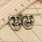 10pcs Charms Comedy Tragedy Masks 31x23mm Tibetan DIY Retro Jewelry Bracelet Necklace Antique Bronze Silver Color Pendant