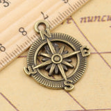 10pcs Charms Compass 28x24mm Tibetan Bronze Silver Color Pendants Antique Jewelry Making DIY Handmade Craft