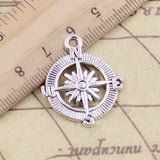 10pcs Charms Compass 28x24mm Tibetan Bronze Silver Color Pendants Antique Jewelry Making DIY Handmade Craft