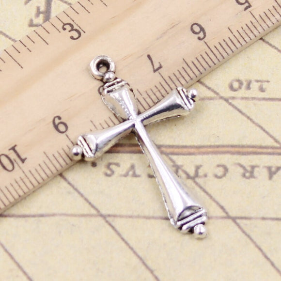 10pcs Charms Cross 37x25mm Tibetan Silver Color Pendants Antique Jewelry Making DIY Handmade Craft