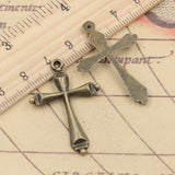 10pcs Charms Cross 37x25mm Tibetan Silver Color Pendants Antique Jewelry Making DIY Handmade Craft