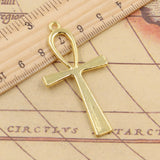 10pcs Charms Cross Egyptian Ankh Life Symbol 52x28mm Tibetan Bronze Silver Color Pendants Antique Gold Making DIY Handmade Craft