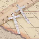 10pcs Charms Cross Faith Believe 47x23mm Tibetan Bronze Silver Color Pendants Antique Jewelry Making DIY Handmade Craft