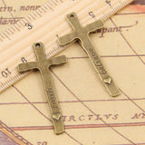 10pcs Charms Cross Faith Believe 47x23mm Tibetan Bronze Silver Color Pendants Antique Jewelry Making DIY Handmade Craft