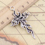 10pcs Charms Cross Flames Fire 64x36mm Tibetan Silver Color Pendants Antique Jewelry Making DIY Handmade Craft