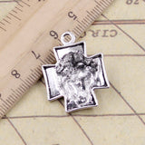 10pcs Charms Cross Jesus 28x22mm Tibetan Silver Color Pendants Antique Jewelry Making DIY Handmade Craft