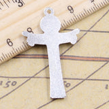 10pcs Charms Cross Jesus 40x24mm Tibetan Bronze Silver Color Pendants Antique Jewelry Making DIY Handmade Craft