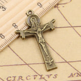 10pcs Charms Cross Jesus 40x24mm Tibetan Bronze Silver Color Pendants Antique Jewelry Making DIY Handmade Craft