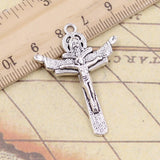 10pcs Charms Cross Jesus 42x30mm Tibetan Silver Color Pendants Antique Jewelry Making DIY Handmade Craft
