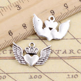 10pcs Charms Crown Heart Wings 17x24mm Tibetan Bronze Silver Color Pendants Antique Jewelry Making DIY Handmade Craft