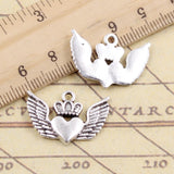 10pcs Charms Crown Heart Wings 17x24mm Tibetan Bronze Silver Color Pendants Antique Jewelry Making DIY Handmade Craft