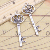 10pcs Charms Crown Treasure Box Key 53x20mm Tibetan Silver Color Pendants Antique Jewelry Making DIY Handmade Craft