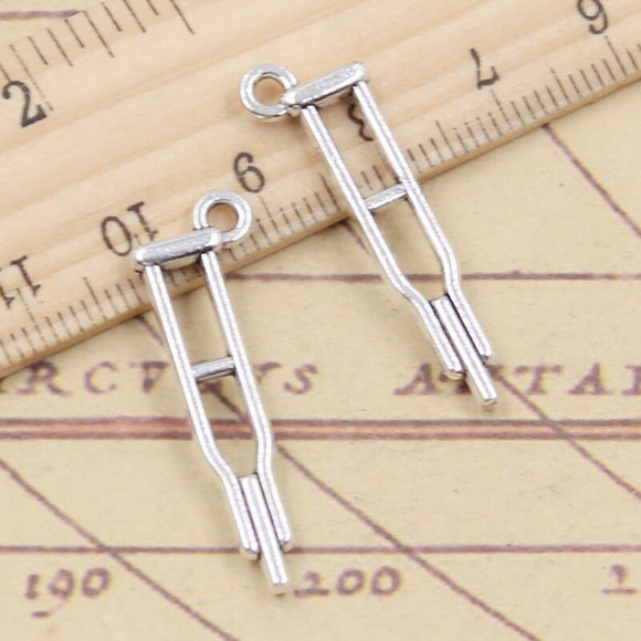 10pcs Charms Crutch Walking Stick 32x10mm Tibetan Silver Color Pendants Antique Jewelry Making DIY Handmade Craft