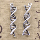 10pcs Charms DNA Deoxyribonucleic Acid 40x8x8mm Antique Silver Color Pendants DIY Making Findings Handmade Tibetan Jewelry
