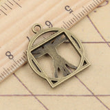 10pcs Charms Da Vinci Vitruviano Man 26x22mm Tibetan Bronze Silver Color Pendants Antique Jewelry Making DIY Handmade Craft