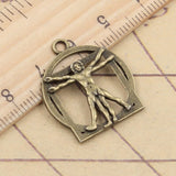 10pcs Charms Da Vinci Vitruviano Man 26x22mm Tibetan Bronze Silver Color Pendants Antique Jewelry Making DIY Handmade Craft