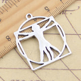 10pcs Charms Da Vinci Vitruviano Man 34x30mm Tibetan Silver Color Pendants Antique Jewelry Making DIY Handmade Craft