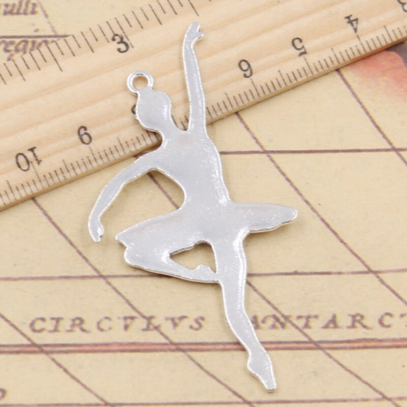10pcs Charms Dancer Ballet Girl 67x35mm Tibetan Silver Color Pendants Antique Jewelry Making DIY Handmade Craft