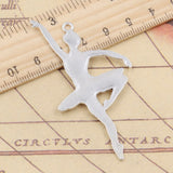 10pcs Charms Dancer Ballet Girl 67x35mm Tibetan Silver Color Pendants Antique Jewelry Making DIY Handmade Craft