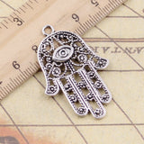 10pcs Charms Death Eye Hamsa Palm Fatima Hand 36x25mm Tibetan Bronze Silver Color Pendants Antique Making DIY Handmade Craft