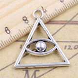 10pcs Charms Deathly Hallows Death Eye 28x27mm Antique Silver Color Pendants Making DIY Handmade Jewelry Factory Wholesale