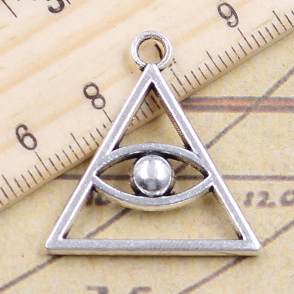 10pcs Charms Deathly Hallows Death Eye 28x27mm Antique Silver Color Pendants Making DIY Handmade Jewelry Factory Wholesale