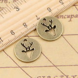 10pcs Charms Deer Head 18x18mm Tibetan Bronze Silver Color Pendants Antique Jewelry Making DIY Handmade Craft