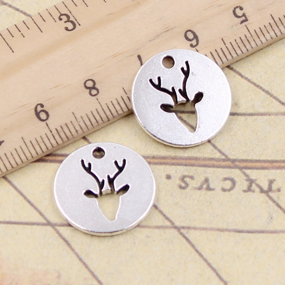 10pcs Charms Deer Head 18x18mm Tibetan Bronze Silver Color Pendants Antique Jewelry Making DIY Handmade Craft