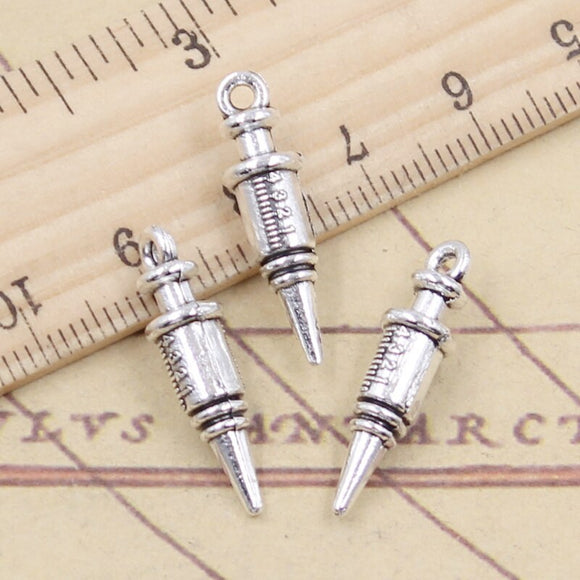 10pcs Charms Doctor Syringe Nurse Injector 25x6x6mm Tibetan Silver Color Pendants Antique Jewelry Making DIY Handmade Craft
