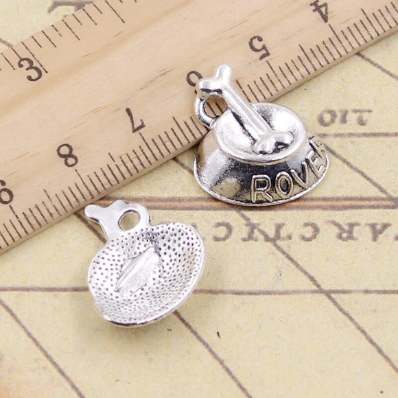 10pcs Charms Dog Bone In Bowl 21x17mm Tibetan Silver Color Pendants Antique Jewelry Making DIY Handmade Craft