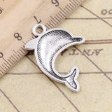 10pcs Charms Dolphin 24x30mm Tibetan Silver Color Pendants Antique Jewelry Making DIY Handmade Craft x0212