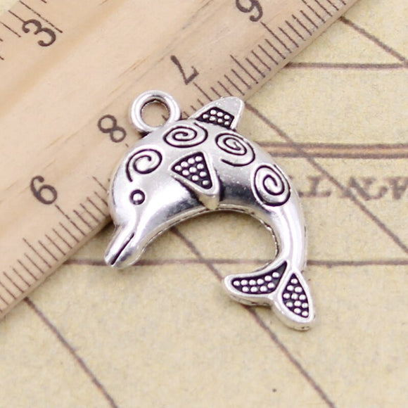 10pcs Charms Dolphin 24x30mm Tibetan Silver Color Pendants Antique Jewelry Making DIY Handmade Craft x0212
