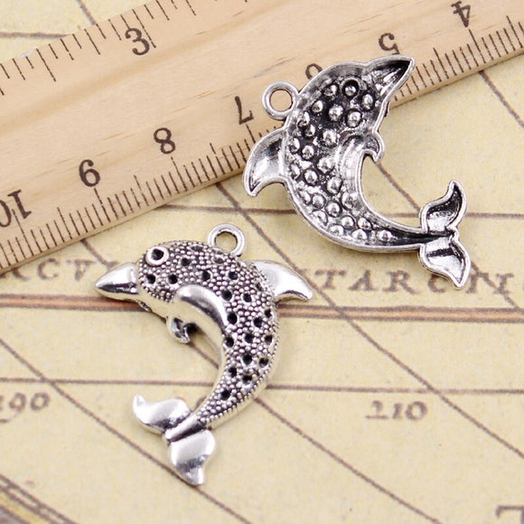 10pcs Charms Dolphin Ocean Sea 33x26mm Tibetan Silver Color Pendants Antique Jewelry Making DIY Handmade Craft Pendant