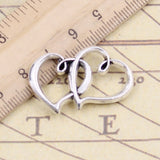 10pcs Charms Double Hearts 32x25mm Tibetan Bronze Silver Color Pendants Antique Jewelry Making DIY Handmade Craft