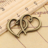 10pcs Charms Double Hearts 32x25mm Tibetan Bronze Silver Color Pendants Antique Jewelry Making DIY Handmade Craft