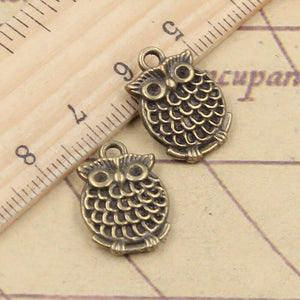 10pcs Charms Double Sided Lovely Owl 18x13mm Tibetan Bronze Silver Color Pendants Antique Jewelry EF2285