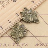 10pcs Charms Double Sided Owl 19x17mm Tibetan Bronze Silver Color Pendants Antique Jewelry Making DIY Handmade Craft
