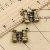 10pcs Charms Double Sided Telescope 15x15mm Tibetan Bronze Silver Color Pendants Antique Jewelry Making DIY Handmade Craft EF4669