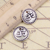 10pcs Charms Double Sided Yoga Om 15x15mm Tibetan Bronze Silver Color Pendants Antique Jewelry Making DIY Handmade Craft Pendant