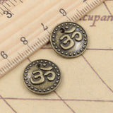 10pcs Charms Double Sided Yoga Om 15x15mm Tibetan Bronze Silver Color Pendants Antique Jewelry Making DIY Handmade Craft
